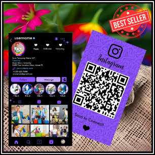 Maid Cleaning Instagram Purple   Housekeeping QR Business Card