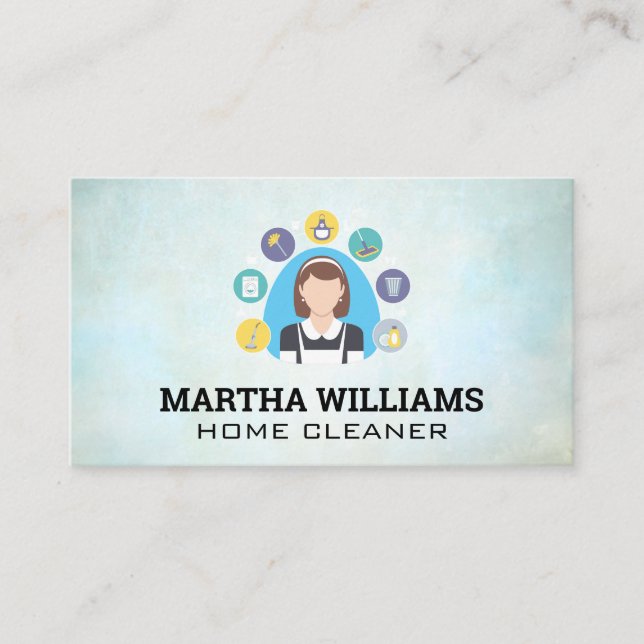 Maid Cleaning Products and Tools Business Card (Front)