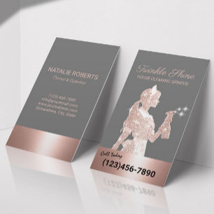 Maid Cleaning Rose Gold Sparkles Housekeeping #2 Business Card