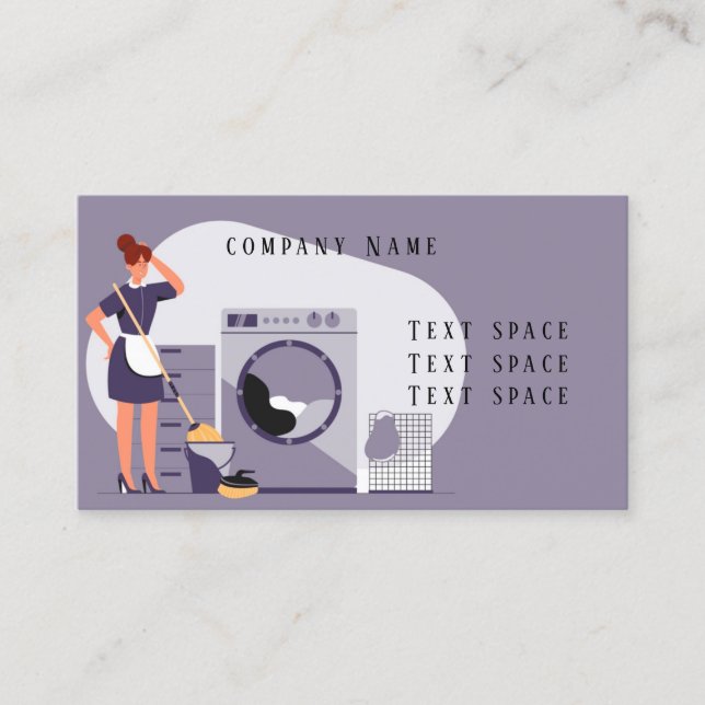 Maid Cleaning Service Business Card (Front)