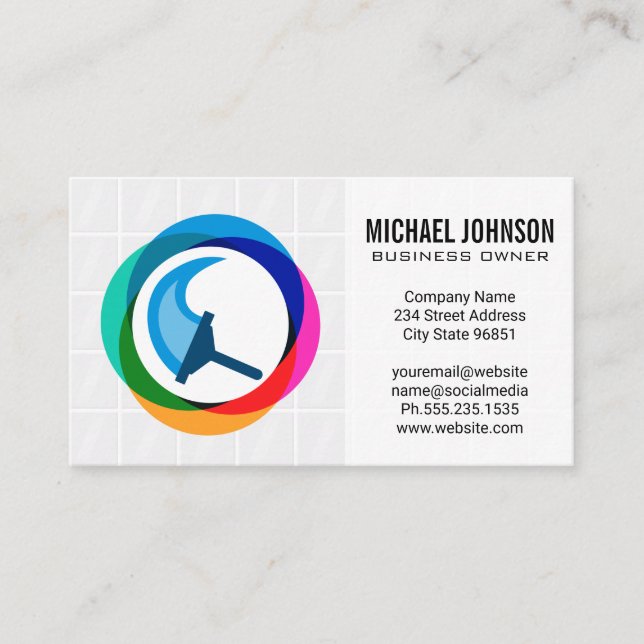 Maid Cleaning Service | Squeegee Logo Business Card (Front)