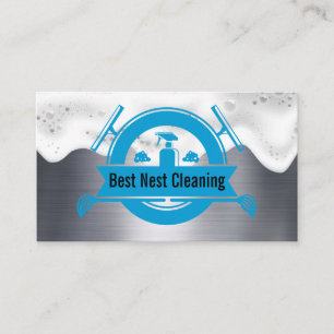 Maid Cleaning Tools   Soap Suds   Metal Business Card