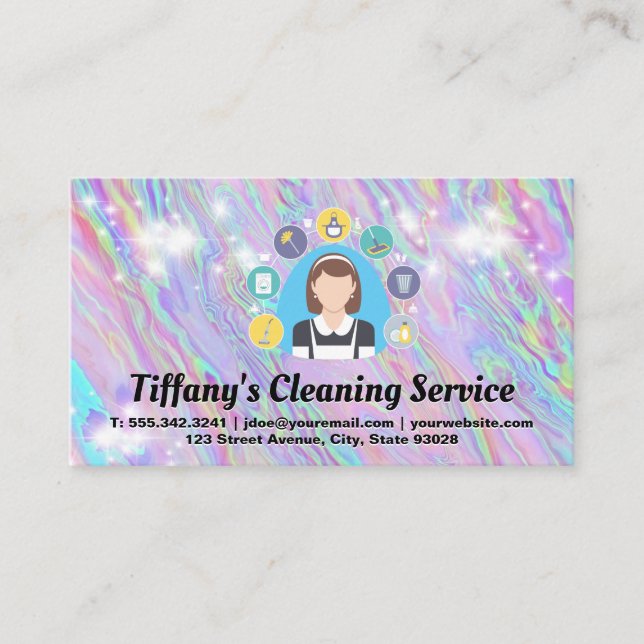 Maid Cleaning Tools | Sparkle  Business Card (Front)
