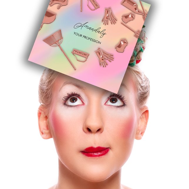 Maid House Cleaning Office Services Logo Rose Square Business Card (Maid House Cleaning Office Services Logo Rose Square Business Card)