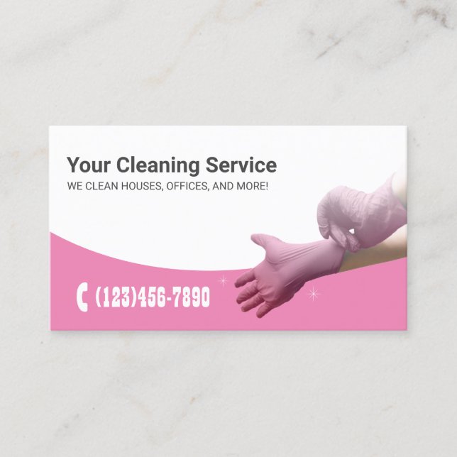 Maid House Cleaning Service Pink Business Card (Front)