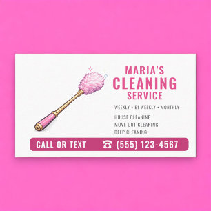 Maid House Cleaning Service Pink  Business Card