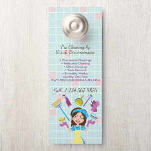 Maid & House Cleaning Woman Lady Door Hanger