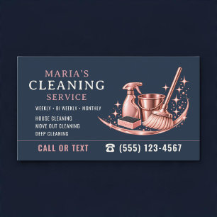 Maid House Pink Navy Blue Cleaning Service  Business Card