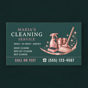  Maid House Pink Teal Cleaning Service  Business Card