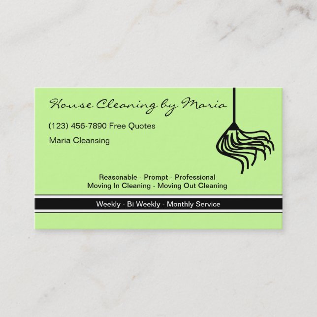 Maid Housekeeper Business Cards (Front)