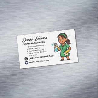 Maid Housekeeper Cleaning Service Magnetic Business Card