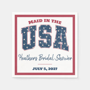 Maid in the USA, Stars, Stripes Bridal Shower Napkin