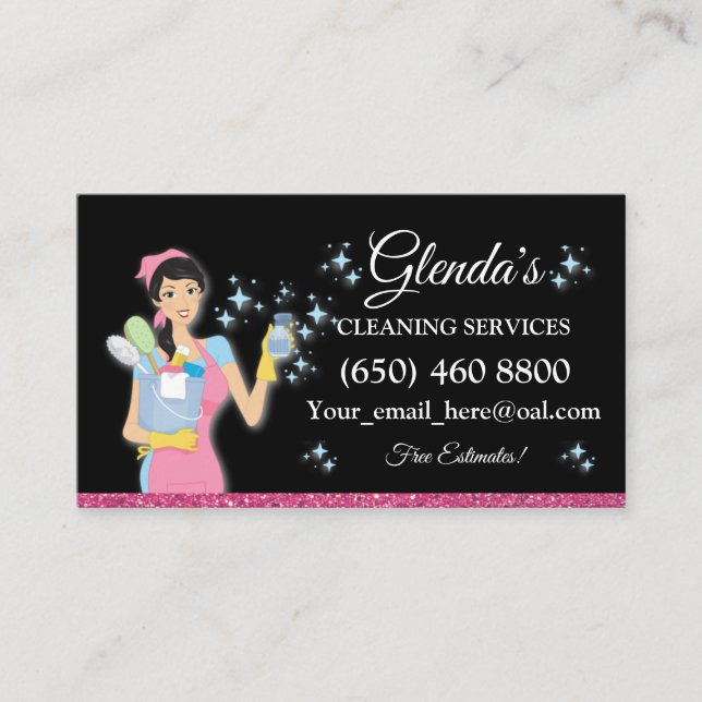 Maid Janitorial Cleaning Service Business Cards (Front)