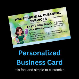 Maid Janitorial Lady Business Card House Cleaning 