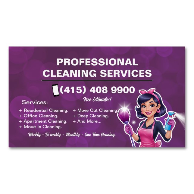 Maid Janitorial Lady Business Card House Cleaning (Front)