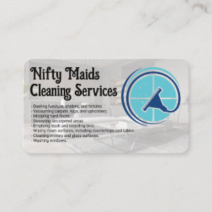 Maid Logo   Squeegee   Clean Living Room Business Card