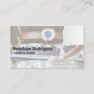 Maid Mopping Floors and Cleaning Counters Business Card