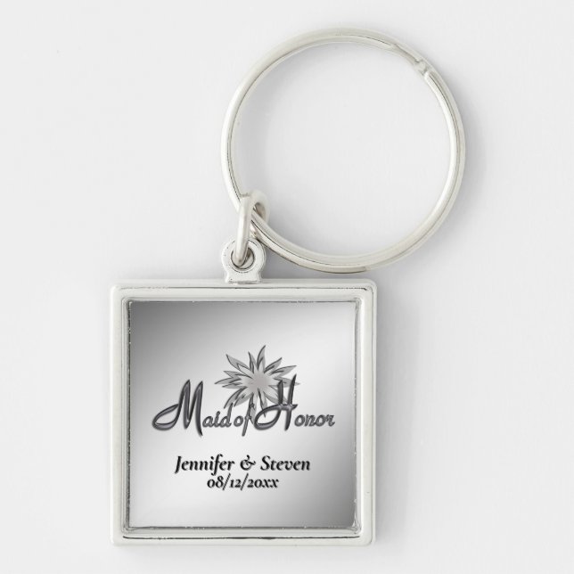 Maid of Honor Black and White Custom Keychains (Front)