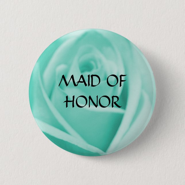 MAID OF HONOR - blue rose  button (Front)