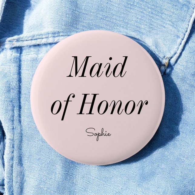 Maid of Honor Blush Pink Wedding  6 Cm Round Badge (Creator Uploaded)