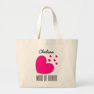 MAID OF HONOR Custom Name Heart Explosion A03 Large Tote Bag