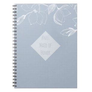 MAID OF HONOR GIFT Dusty Blue White Magnolias Notebook