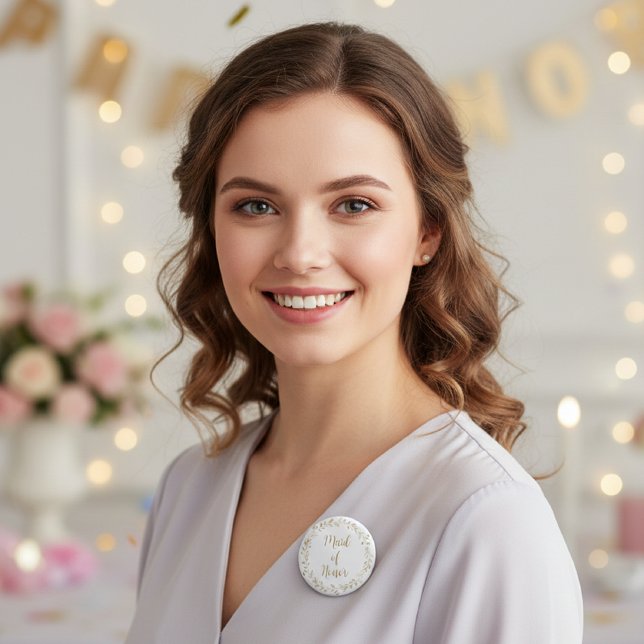 Maid of Honor Gold Wreath Button Pin (Creator Uploaded)