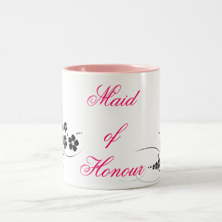 Maid of Honor pink and black Two-Tone Coffee Mug