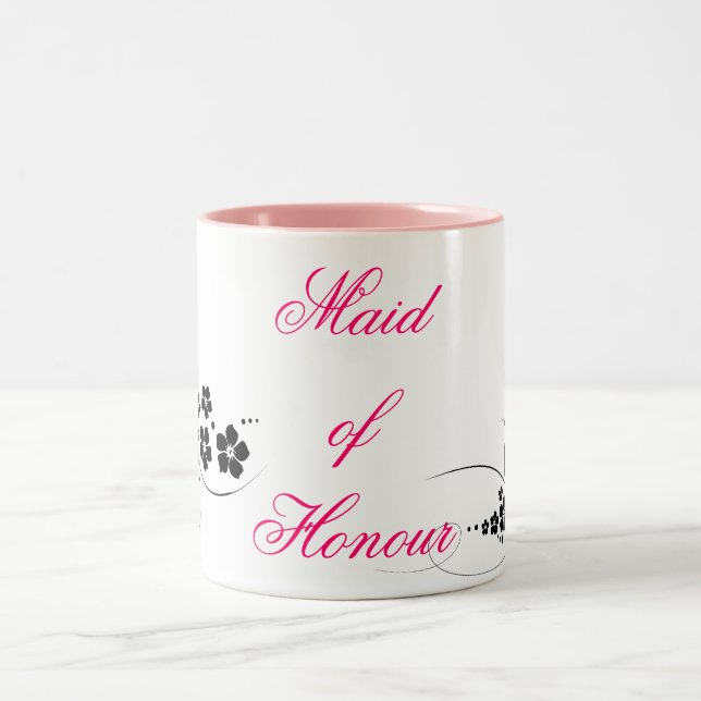 Maid of Honor pink and black Two-Tone Coffee Mug (Center)