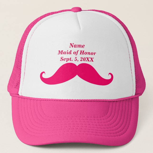 Maid of Honor Pink Mustache Trucker Hat (Front)