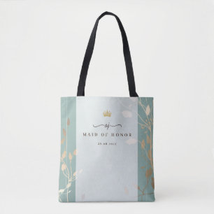 Maid of Honor Tote Bag Sage Green & Gold