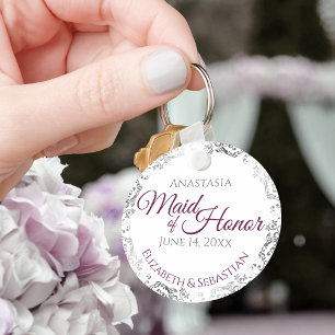 Maid of Honor Wedding Gift Cassis Pruple Key Ring