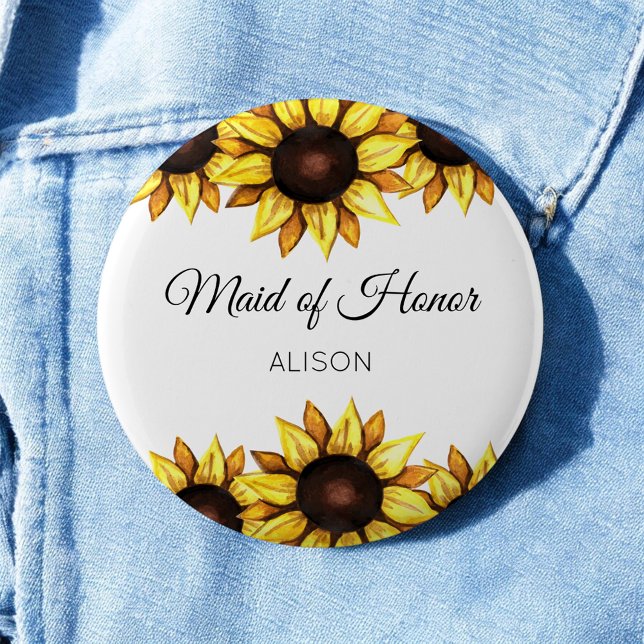 Maid of Honor Yellow Sunflower Button (Creator Uploaded)