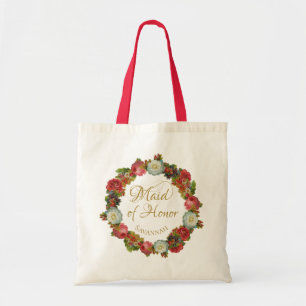 Maid of Honour Autumn Floral Elegant Wedding Tote Bag