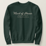 Maid of Honour Bachelorette Party Matching Sweatshirt<br><div class="desc">Pick your fave fit — t-shirt, oversized tee for a swimsuit cover or sleep shirt, sweatshirt, or hoodie. Pair it with Old Money aesthetic Green and Beige tote bags, tumblers and beach towels. Whether you’re heading to brunch, dancing all night, or just coordinating the cutest pre-wedding pics, this one’s an...</div>