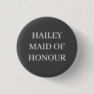 MAID OF HONOUR BADGE BUTTON PIN WEDDING BACHELOR