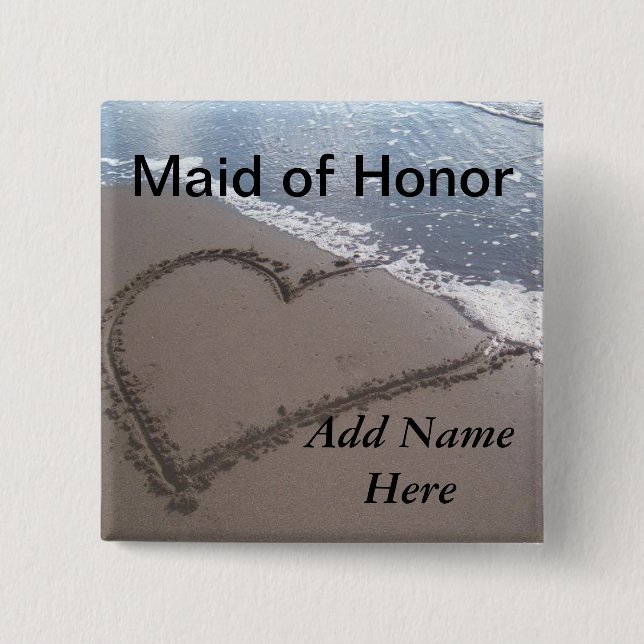 Maid Of Honour Beach Wedding Button (Front)