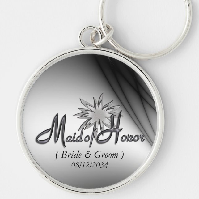 Maid of Honour Black and White Custom Keychains (Front)