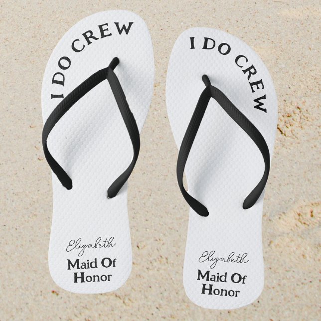 Maid Of Honour Black And White Name Thongs (Sand)