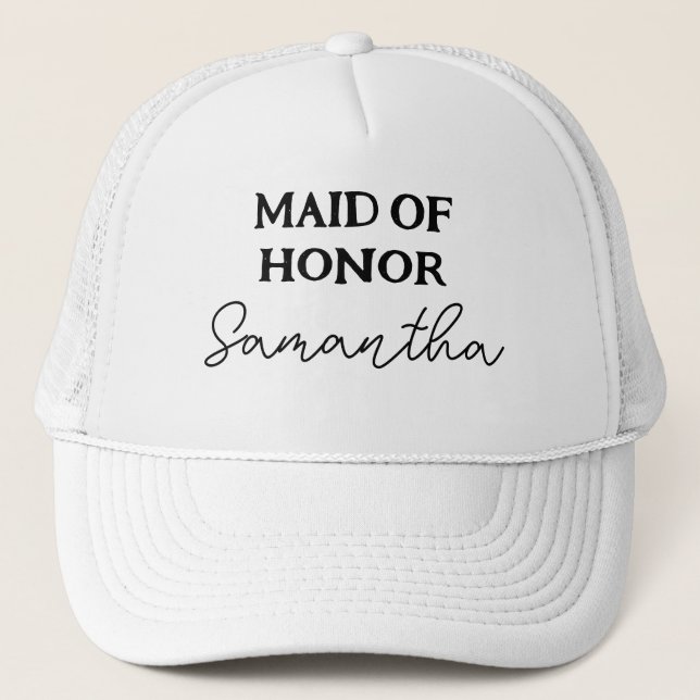Maid Of Honour Black And White Trucker Hat (Front)