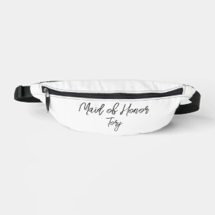 Maid of Honour Black Text on White Fanny Pack