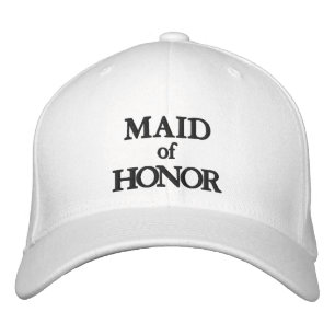 Maid of honour black white custom elegant wedding embroidered hat