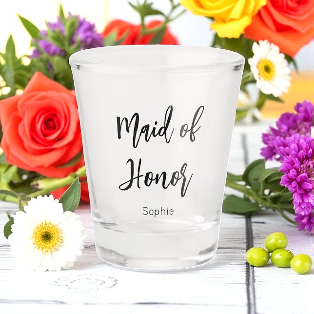 Maid of Honour Black White Wedding Shot Glass (Creator Uploaded)