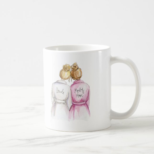 Maid of Honour? Blonde Bun Bride Dk Bl Bun Maid Coffee Mug (Right)