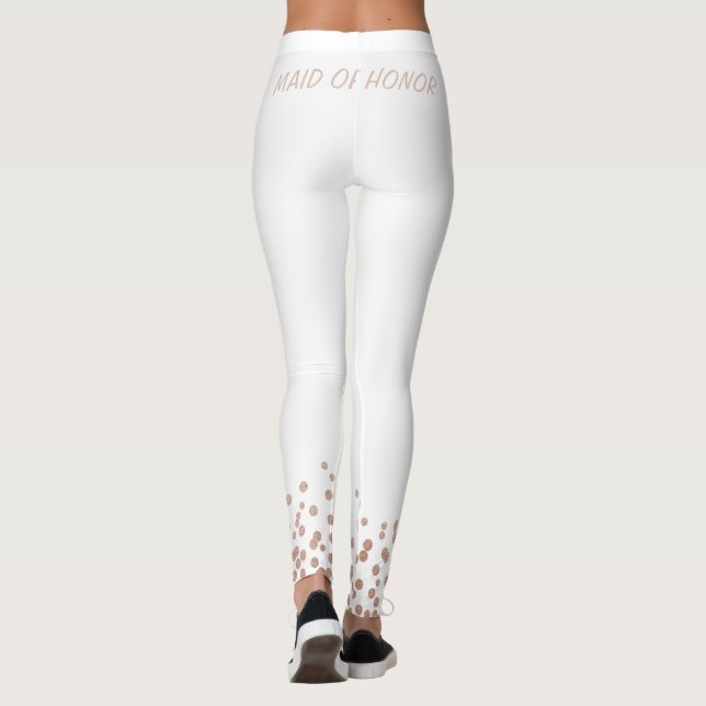 Maid of Honour Bridal Rose Gold Glitter Leggings (Back)