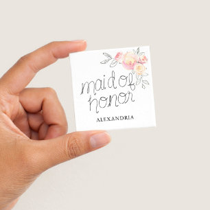 Maid of Honour Bridal Shower 15 Cm Square Badge