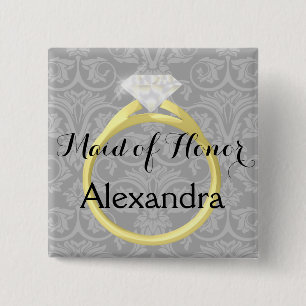 Maid of Honour Bridal Wedding Party Personalised 15 Cm Square Badge