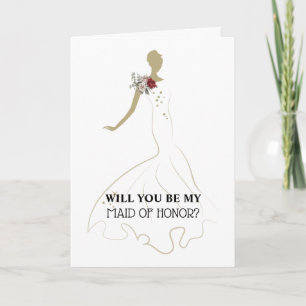Maid of Honour   Bride wearing wedding dress Card