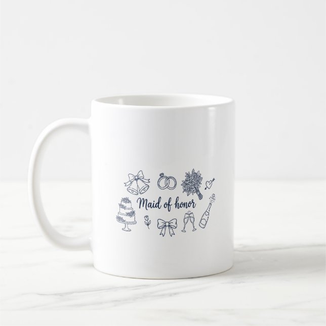 Maid of Honour Bridesmaid Bridal Party Wedding Coffee Mug (Left)