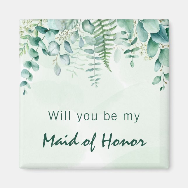 Maid of honour bridesmaid eucalyptus greenery magnet (Front)